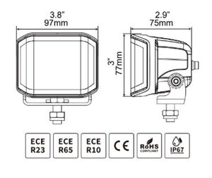 Go Rhino Xplor Blackout Series Cube LED Sideline Flood Light Kit (Surface Mount) 4x3 - Blk (Pair)