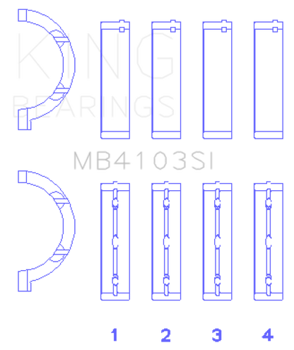 King Engine Bearings Chrysler 197 (Size .026) Crankshaft Main Bearings (Set of 4)