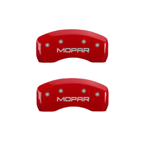 MGP 4 Caliper Covers Engraved Front & Rear MOPAR Red finish silver ch