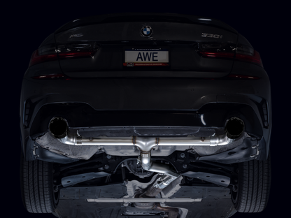 AWE Tuning 19-23 BMW 330i / 21-23 BMW 430i Base G2X Track Edition Axle-Back Exhaust - Diamond Black