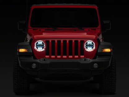 Raxiom 18-23 Jeep Wrangler JL Axial Series 9-In Angel Eye LED Headlights- Black Housing (Clear Lens)