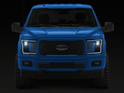 Raxiom 18-20 Ford F-150 LED Halo Surround Headlights with White DRL- Black Housing- Clear Lens