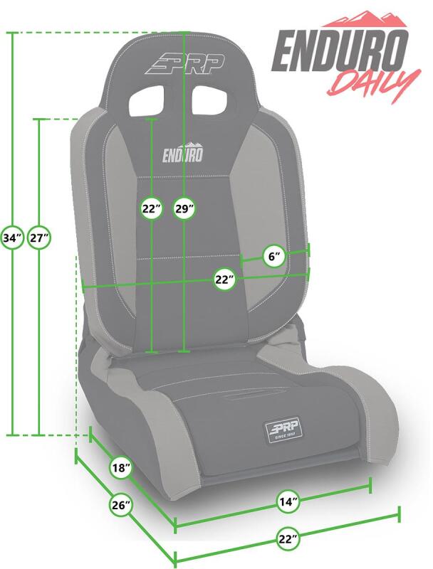 PRP EnduroDaily Reclining Suspension Seat - Black/Teal Vinyl - Passenger