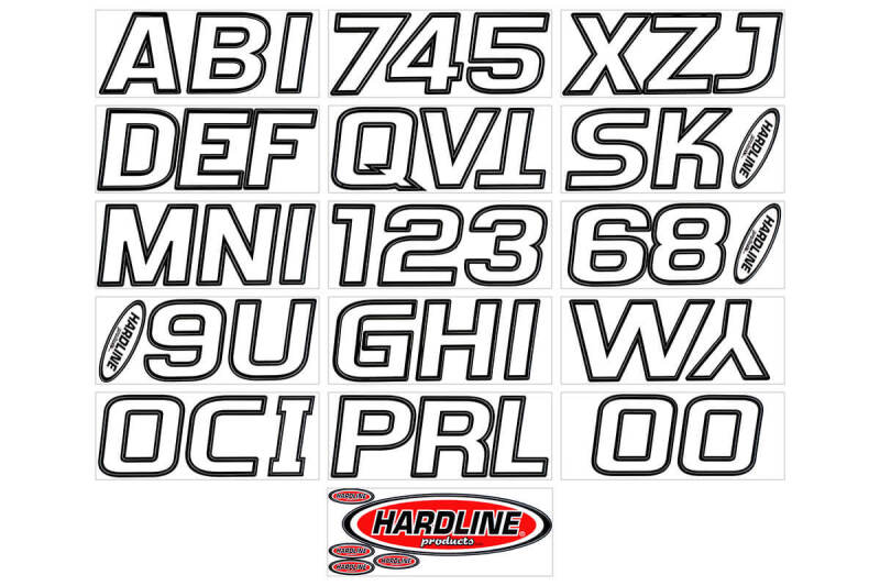 Hardline Boat Lettering Registration Kit 3 in. - 700 Transparent Clear/Black