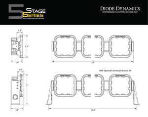 Diode Dynamics SS5 Pro Universal CrossLink 4-Pod Lightbar - White Combo