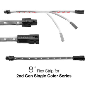 XK Glow Single Color 8in Flex Strip Single Color RED - 2nd Gen