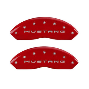 MGP 4 Caliper Covers Engraved Front 2015/Mustang Engraved Rear 2015/37 Red finish silver ch