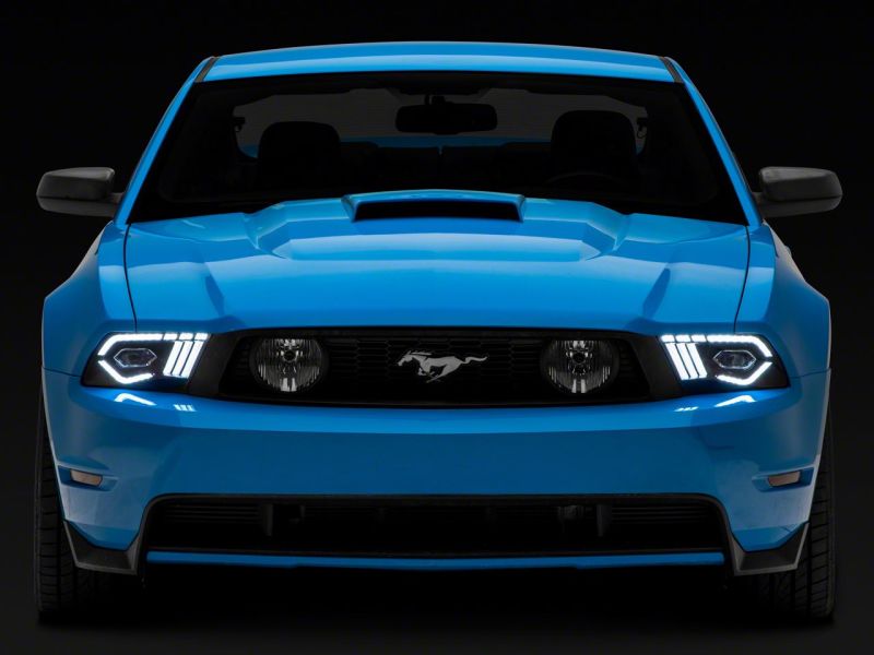 Raxiom 10-12 Ford Mustang w/ Factory Halogen LED Projector Headlights- Black Housing (Clear Lens)