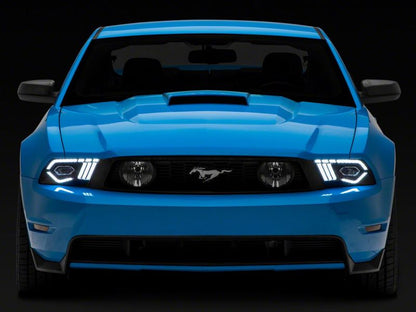 Raxiom 10-12 Ford Mustang w/ Factory Halogen LED Projector Headlights- Black Housing (Clear Lens)