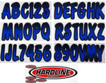 Hardline Boat Lettering Registration Kit 3 in. - 200 Blue Metallic/Black