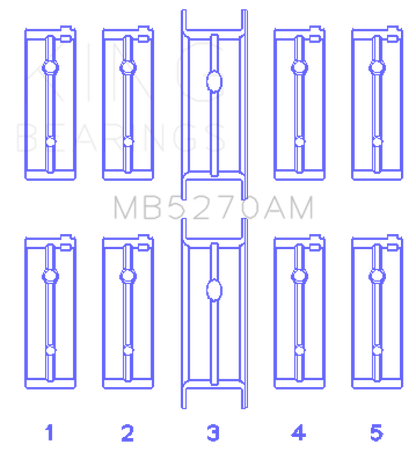 King Engine Bearings Chrysler 148/148 Turbo DOHC 16V/Jeep 148 DOHC 16V Main Bearing Set - Size STD
