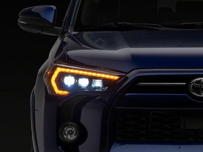 Raxiom 14-24 Toyota 4Runner CXR Series LED Headlights with Amber DRL- Black Housing- Clear Lens