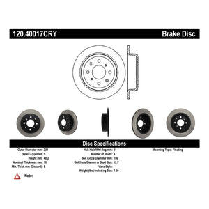 Stoptech Acura & Honda Civic/Del Sol Rear CRYO-STOP Rotor