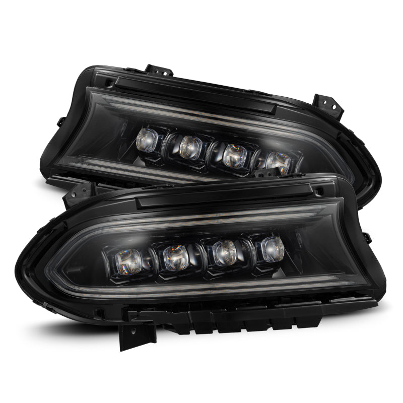 AlphaRex 15-23 Dodge Charger NOVA LED Proj Headlights Alpha-Blk w/Actv Light & Seq.Sig / SB DRL