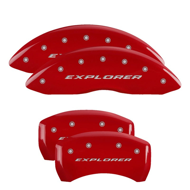 MGP 4 Caliper Covers Engraved Front & Rear Explorer Red finish silver ch