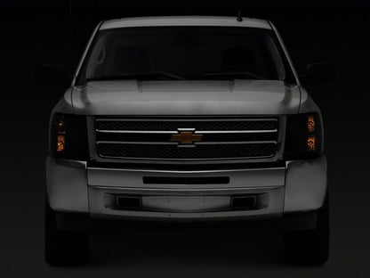 Raxiom 07-14 Chevrolet Silverado 1500 HD Axial OEM Rep Headlights- Chrome Housing- Smoked Lens