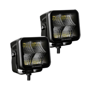 Go Rhino Xplor Blackout Series Cube LED Flood Light Kit (Surface/Threaded Stud Mnt) 2x2 - Blk (Pair)