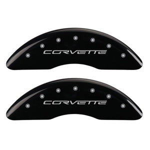 MGP 4 Caliper Covers Engraved Front & Rear C6/Corvette Black finish silver ch