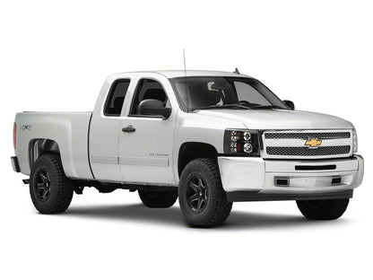 Raxiom 07-13 Chevrolet Silverado 1500 LED Halo Projector Headlights- Black Housing- Clear Lens