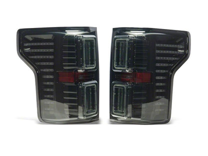 Raxiom 15-17 Ford F-150 CXR Series LED Tail Lights- Black Housing- Smoked Lens