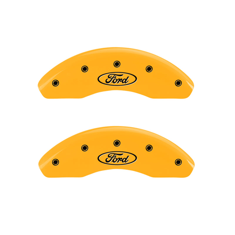 MGP Front set 2 Caliper Covers Engraved Front Oval logo/Ford Yellow finish black ch
