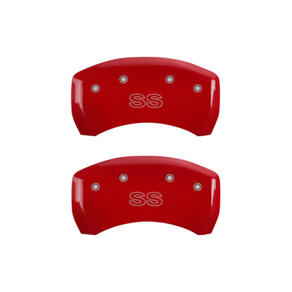 MGP 4 Caliper Covers Engraved Front & Rear Classic/SS Red finish silver ch