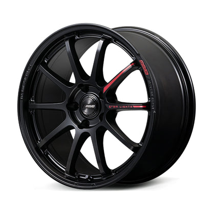 Gram Lights 57NR LIMITED II 17x7.0 +47 4-100 Semigloss Black Wheel w/ Black Cap/Stickers/Air Valve