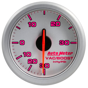 Autometer Airdrive 2-1/6in Boost/Vac Gauge 30in HG/30 PSI - Silver