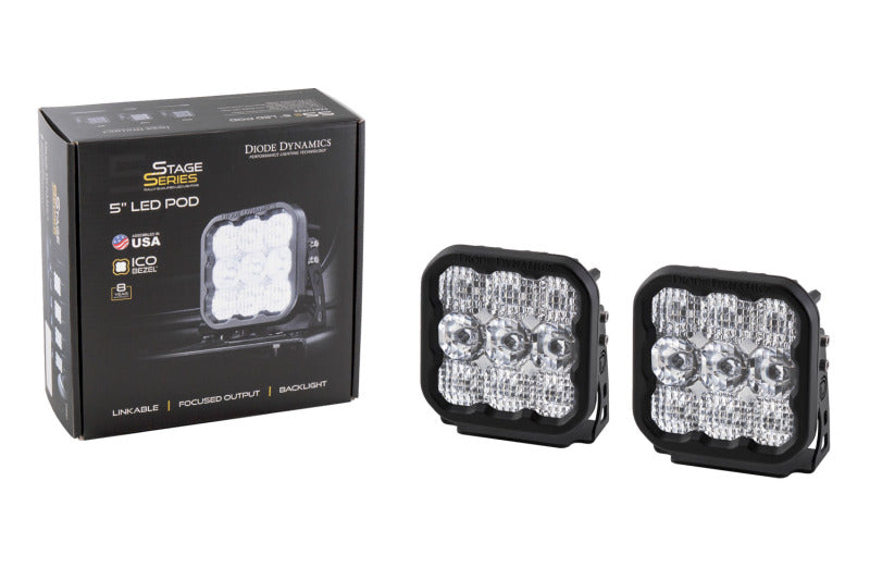 Diode Dynamics SS5 LED Pod Sport - White Flood (Pair)