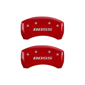 MGP Rear set 2 Caliper Covers Engraved Rear Boss Red finish silver ch