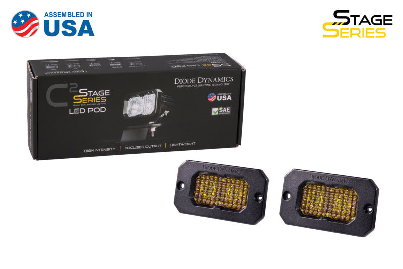 Diode Dynamics Stage Series 2in LED Pod Pro - Yellow Combo Flush ABL (Pair)