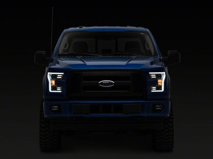 Raxiom 15-17 Ford F-150 Projector Headlights with LED Accent- Chrome Housing- Clear Lens