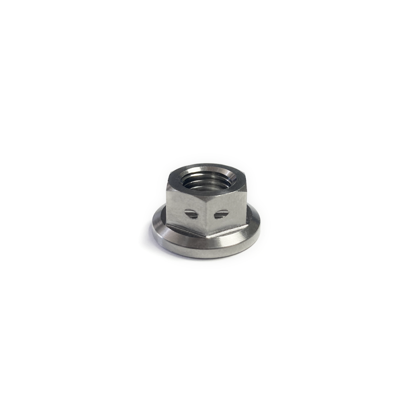 Ticon Industries Titanium Nut Flanged M10x1.5TP 14mm 6pt Head Drilled