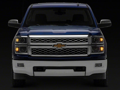 Raxiom 14-15 Chevrolet Silverado 1500 OE Projector Headlights/Chrome Trim- Black- Clear Lens