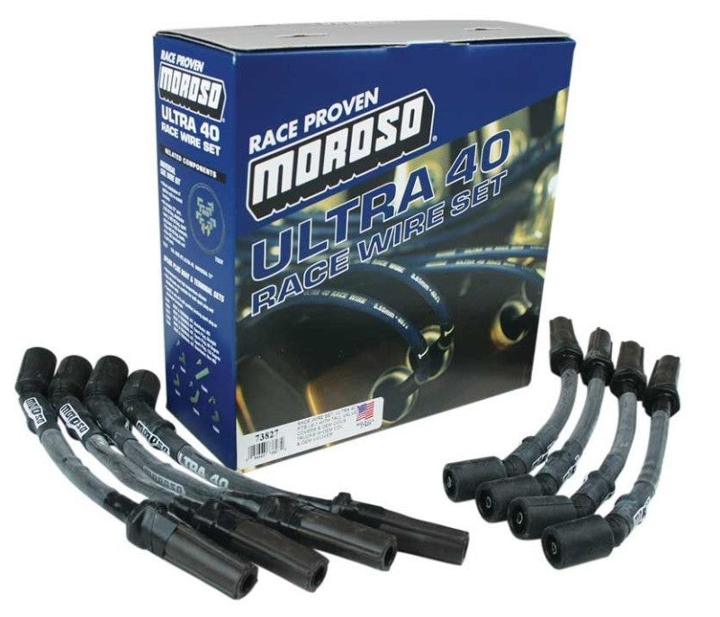 Moroso GM LS Ignition Wire Set - Ultra 40 - Sleeved - Coil-On - 9.75in Wire - Black