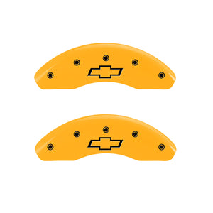 MGP 4 Caliper Covers Engraved Front & Rear Bowtie Yellow Finish Black Char 1997 Chevrolet Camaro
