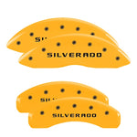 MGP 4 Caliper Covers Engraved Front & Rear Silverado Yellow Finish Blk Char 02 Chevy Avalanche 2500