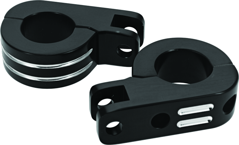 Bikers Choice Black Billet Highway Peg Mounts for 1.25 Inch Engine Guard Universal Custom Pr