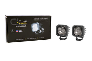 Diode Dynamics Stage Series C1 LED Pod Pro - White Wide Standard RBL (Pair)