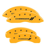 MGP 4 Caliper Covers Engraved Front & Rear Cursive/Charger Yellow finish black ch