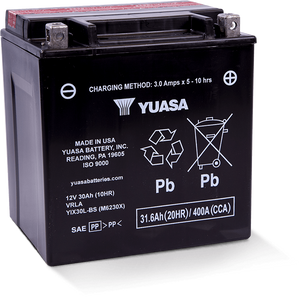 Yuasa YIX30L-BS High Performance Maintenance Free AGM 12 Volt Battery (Bottle Supplied)