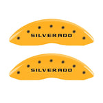 MGP Front set 2 Caliper Covers Engraved Front Silverado Yellow finish black ch