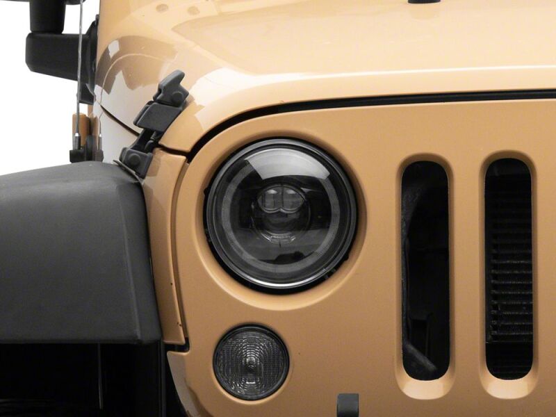 Raxiom 07-18 Jeep Wrangler JK 7-Inch V2 Dragon Eye LED Headlights- Black Housing- Clear Lens