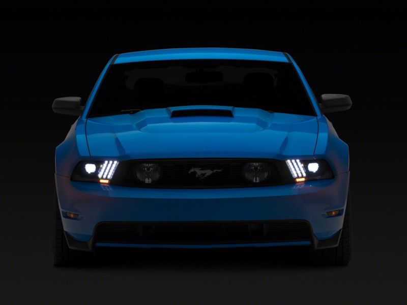 Raxiom 10-12 Ford Mustang LED Projector Headlights SEQL Turn Signals- Black Housing (Clear Lens)