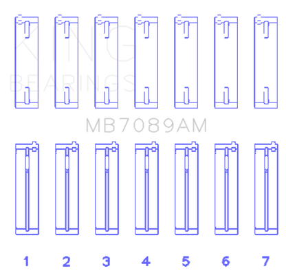 King Engine Bearings Audi/Volkswagen ABV/AES/AUE Crankshaft Main Bearing Set (Set of 7) - Size STD