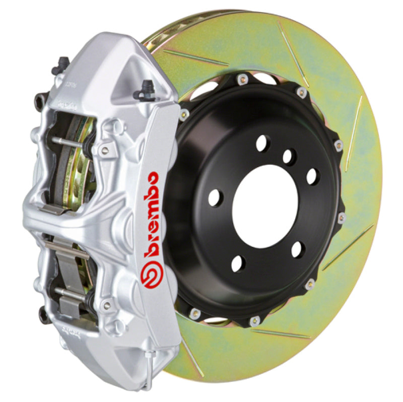 Brembo 05-14 Mustang GT Excl non-ABS Equipped Fr GT BBK 6Pist Cast 355x32 2pc Rtr Slot Type1-Silver