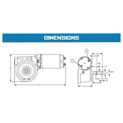 Superwinch Replacement 12V Power Drive; 0.67HP; 90:1 Gear Ratio; 3in Shaft