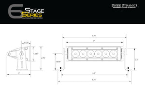 Diode Dynamics 6 In LED Light Bar Single Row Straight SS6 - Amber Wide Light Bar (Pair)