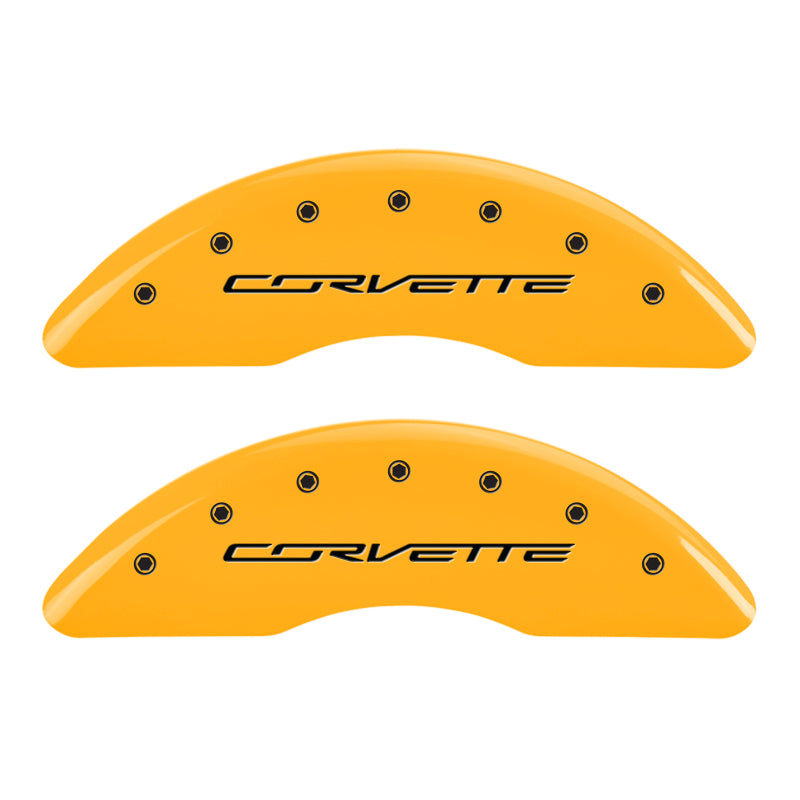 MGP 4 Caliper Covers Engraved Front & Rear C7/Corvette Yellow finish black ch