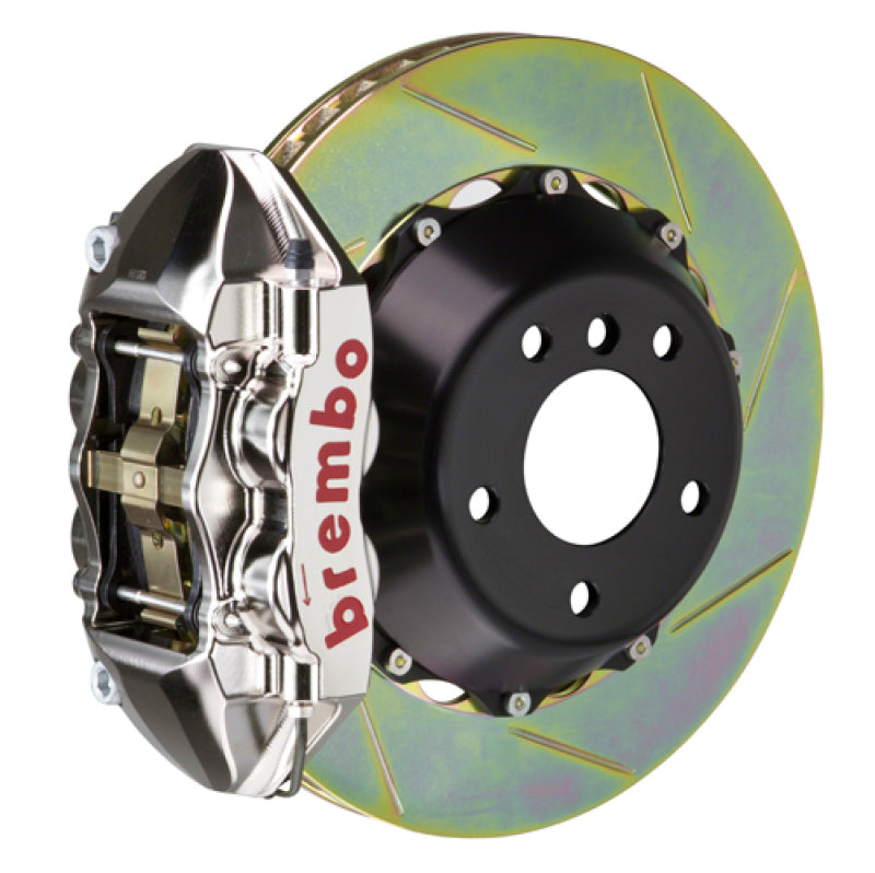 Brembo 11-18 Cayenne/S/GTS Rear GTR BBK 4 Piston Billet 380x28 2pc Rotor Slotted Type1 - Nickel